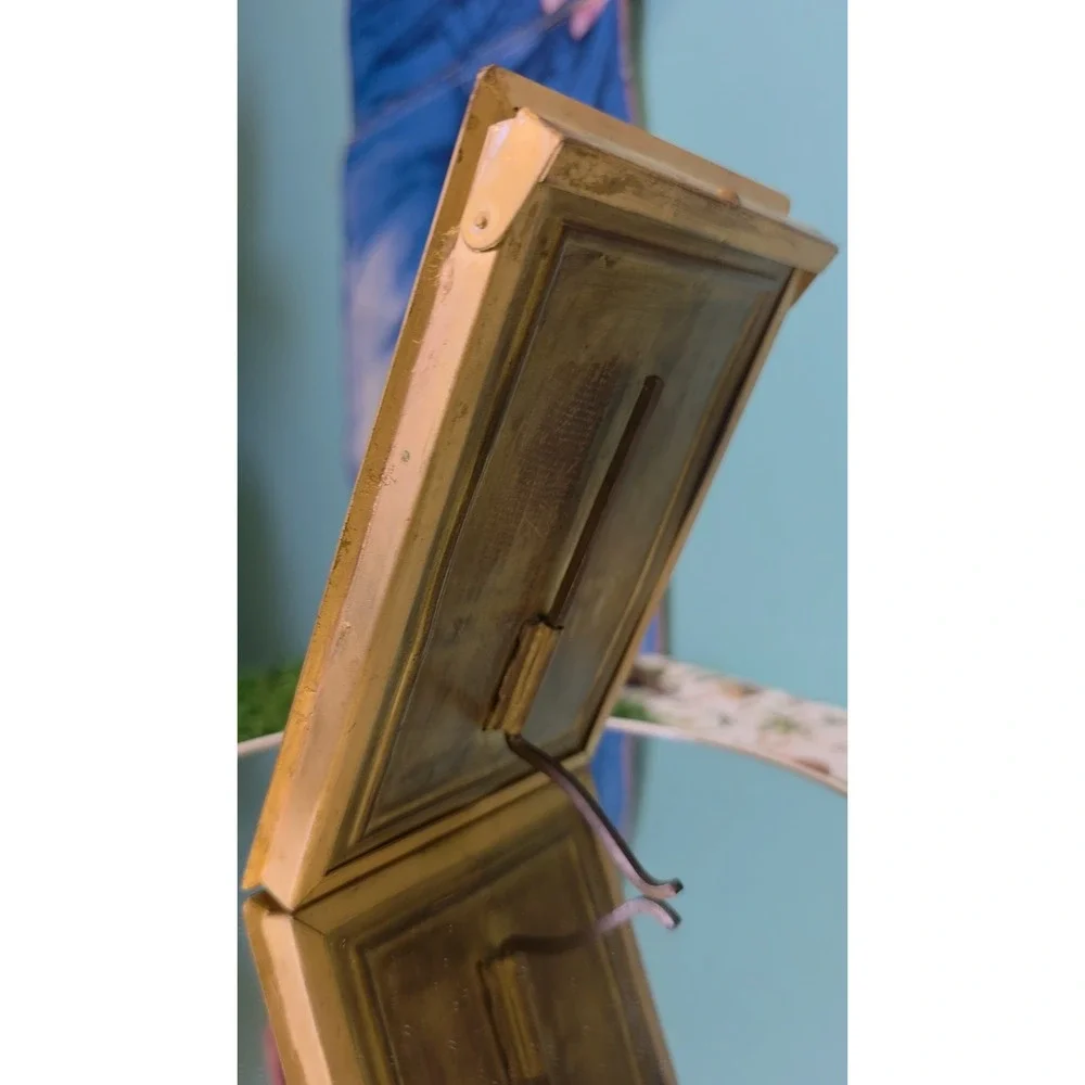 Antique Ivy Leaves Easel Gilt  Metal Photo Frame with Patent Number